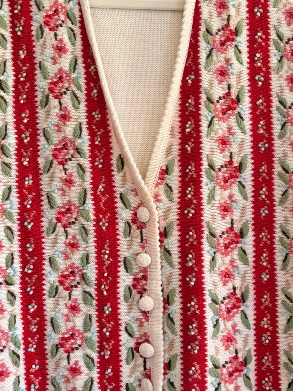 Women’s Vintage Susan Bristol Floral Embroidered Knit Button Sweater Vest SizeXL - Picture 4 of 5